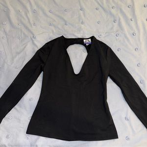 Deep V Open Back Long Sleeve